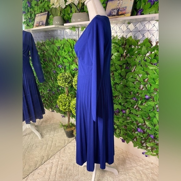 SHEIN Sweetheart Neck Pleated Hem Cobalt Blue Dress Women’s Large 8/10 - Picture 7 of 15